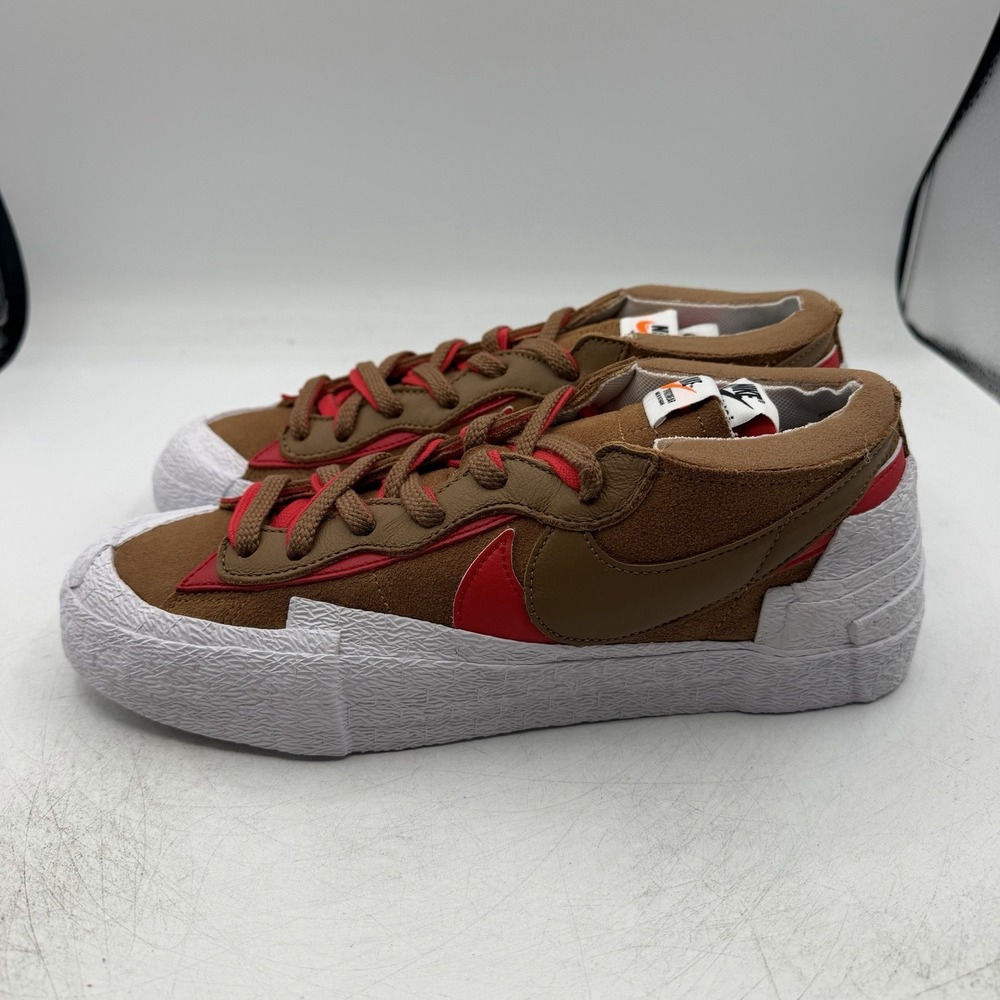 Nike Sacai Blazer Low Shoes Mens 9 Womens 10.5 British Tan Sneakers DD1877-200 - Picture 6 of 11
